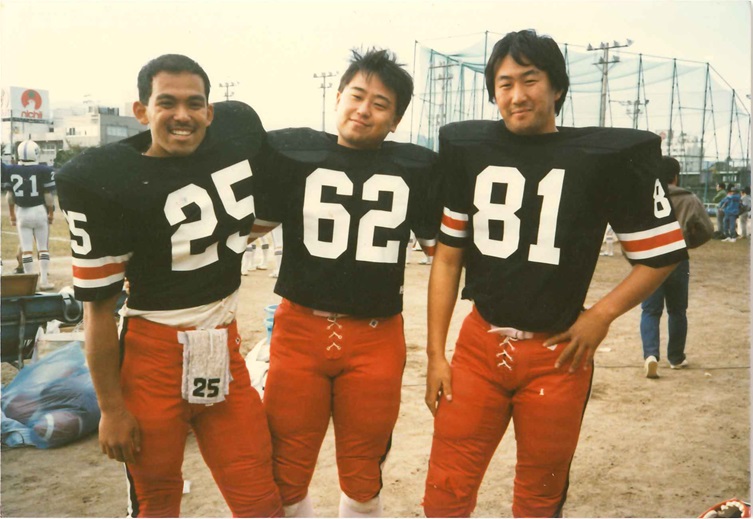 Hosomi #25 em 1985, último ano na Universidade de Kobe, capitão do time.