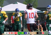 Gabriel Gomes (15) e Gustavo Cornelius (5) fizeram história com a Seleção Brasileira de Futebol Americano no Mundial Sub-20 da IFAF. Imagem: Reprodução IFAF TV
