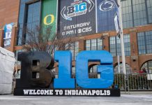 Letreiro da Big Ten no Oil Stadium em Indianápolis, Indiana (Foto Kate Hildebrand)