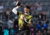 Quarterback do Bengals, Joe Burrow, lança um passe pelo Wildcats FFC durante o Fanatics Flag Football Classic, em Los Angeles, em 21 de março. (Foto: Imagn Images / via Reuters)