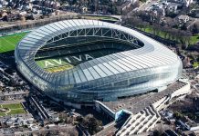 Dublin se transforma em palco do futebol americano universitário Aviva Stadium em Lansdowne Road, Dublin 4 (Foto: Dennis Horgan)