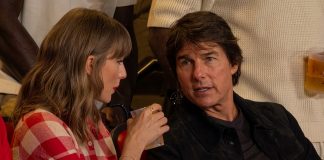 Taylor Swift e Tom Cruise no jogo dos Chiefs (Imagem: NFL no X)