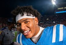 QB de Ole Miss pede desculpas após palavrão em entrevista viral Quarterback Trinidad Chambliss, de Ole Miss, em entrevista à ESPN (Imagem: Transmissão da ESPN)