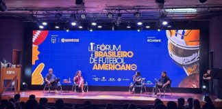 O 1° Fórum reuniu especialistas em comunicação e negócios da modalidade, além de executivos da NFL no dia 2 de setembro do ano passado, na ESPM (Escola Superior de Propaganda e Marketing), em São Paulo. (Imagem: Divulgação CBFA)