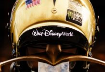 Logo da Disney em helmet da UCF amplia espaço de patrocinadores no College A mudança na NCAA abriu espaço para que as universidades comercializassem uma área que antes era limitada às marcas de fabricante. (Imagem: Divulgação UCF)