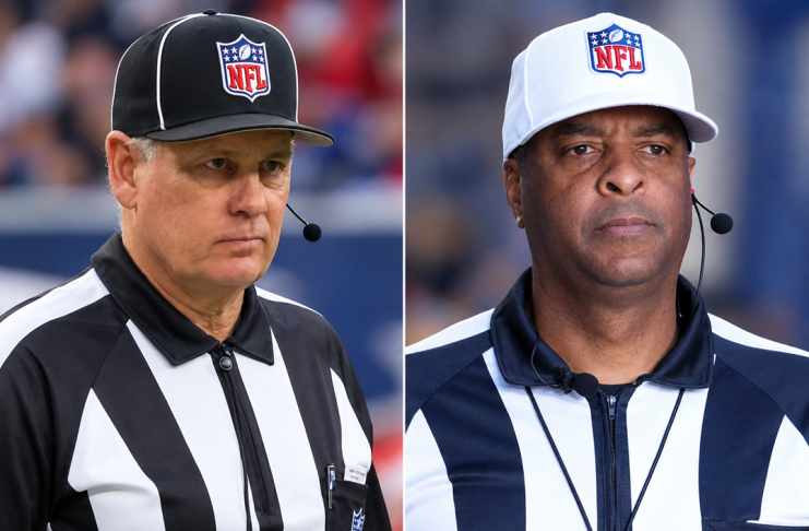 Árbitros Jeff Seeman e Adrian Hill. (Imagem: Leslie Plaza Johnson / Bryan Bennett)