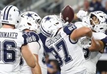Cerveja imaginária rende multa na NFL e Bud Light brinca com a situação Jake Ferguson também leva multa por imitar gole de cerveja. (Imagem: Transmissão Fox)